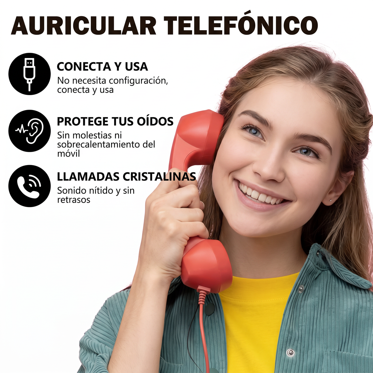 RewindCall™ – Auricular Retro USB-C para Móvil